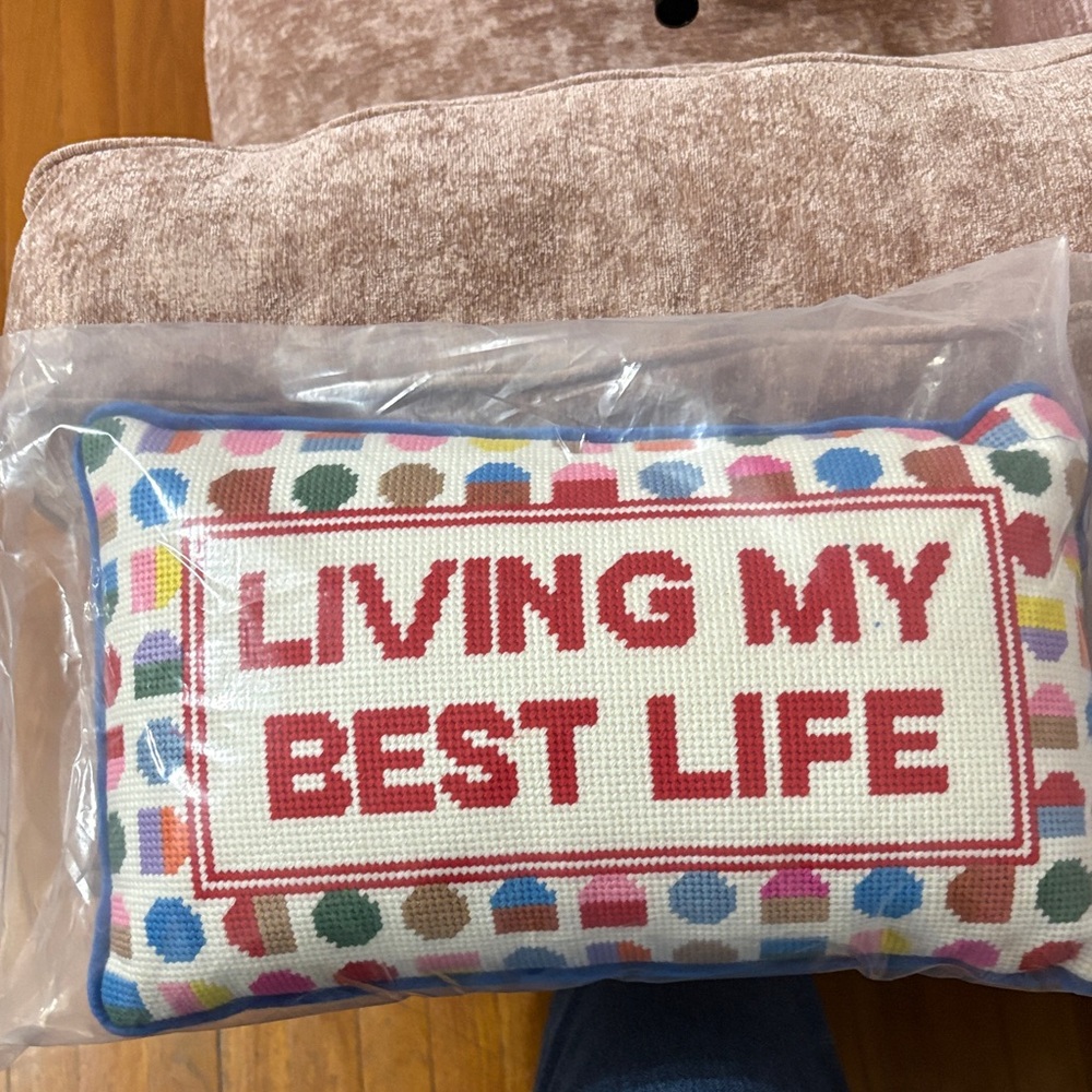 Colorful 'Living My Best Life' Decorative Pillow